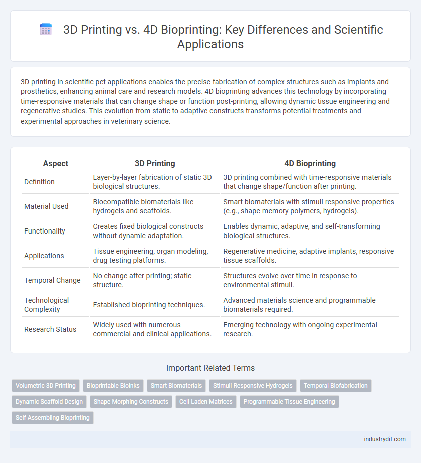 3D Printing vs. 4D Bioprinting: Key Differences and Scientific Applications