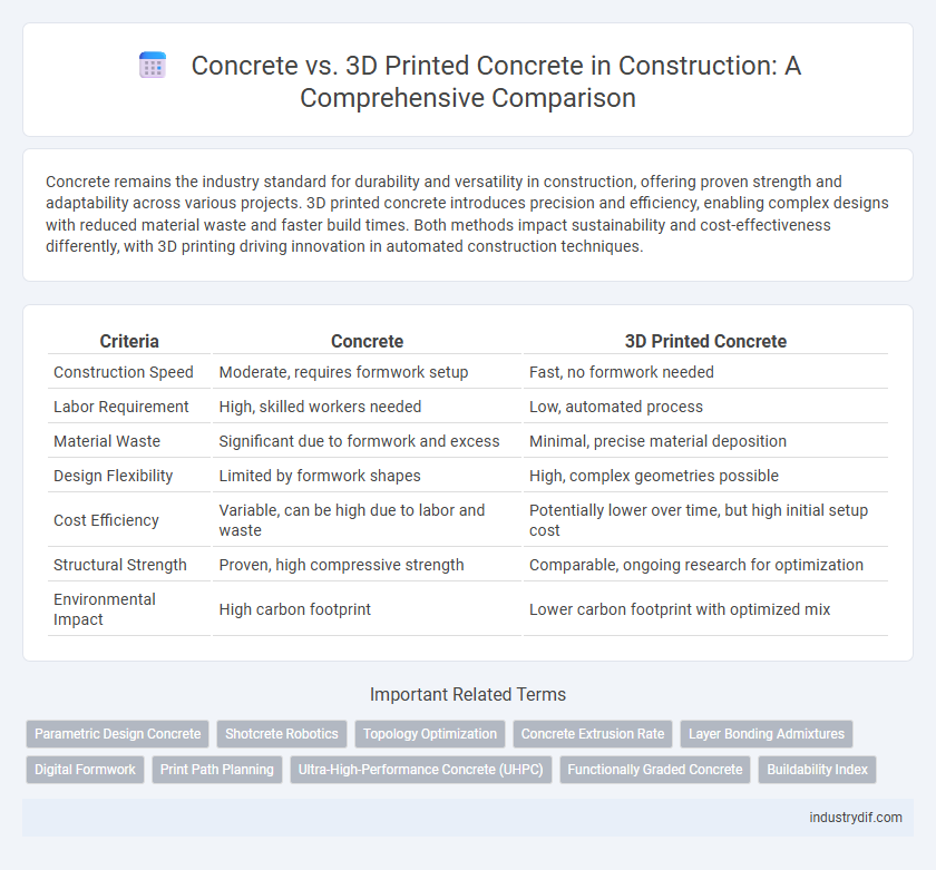Concrete vs. 3D Printed Concrete in Construction: A Comprehensive Comparison