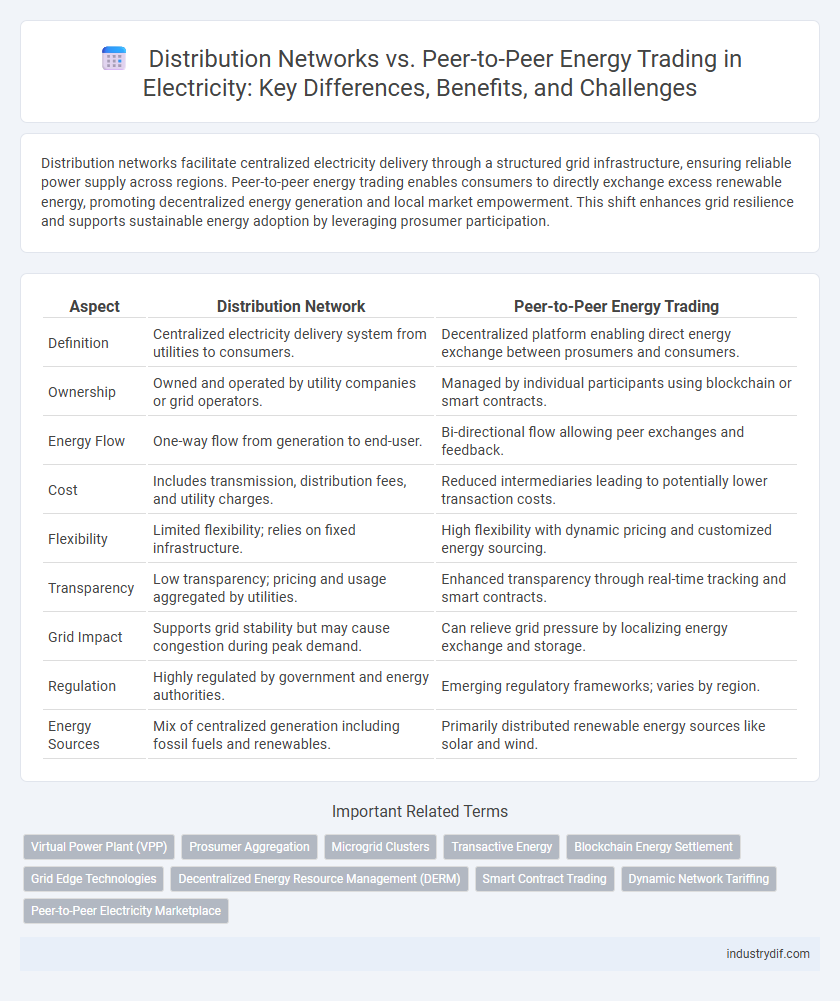 Distribution Networks vs. Peer-to-Peer Energy Trading in Electricity: Key Differences, Benefits, and Challenges