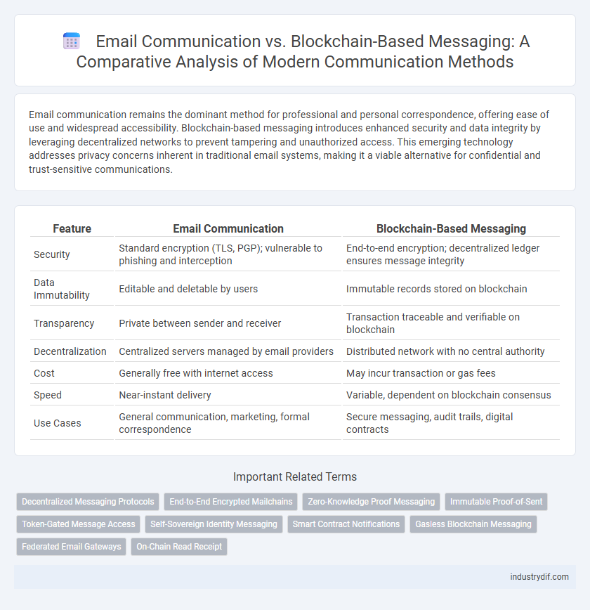 Email Communication vs. Blockchain-Based Messaging: A Comparative Analysis of Modern Communication Methods