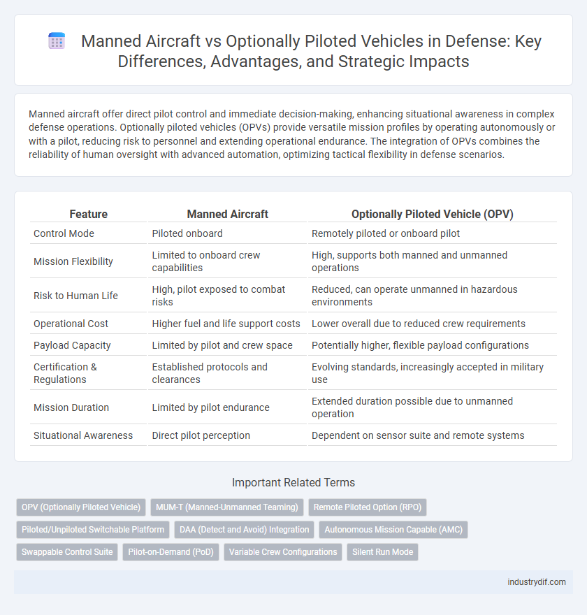 Manned Aircraft vs Optionally Piloted Vehicles in Defense: Key Differences, Advantages, and Strategic Impacts
