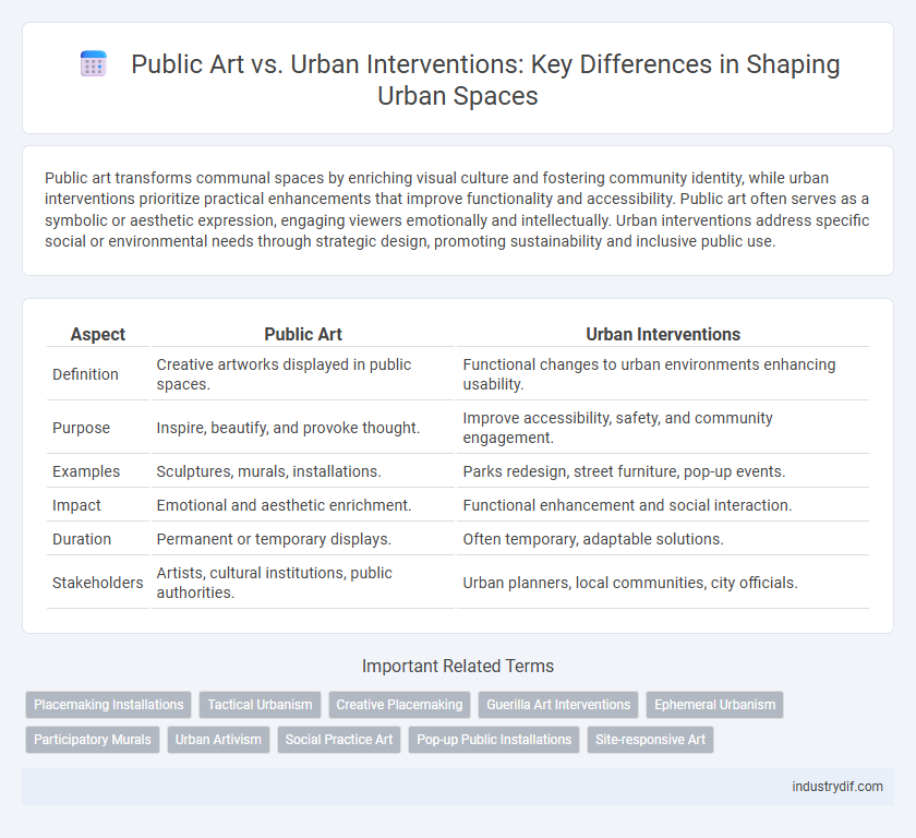 Public Art vs. Urban Interventions: Key Differences in Shaping Urban Spaces