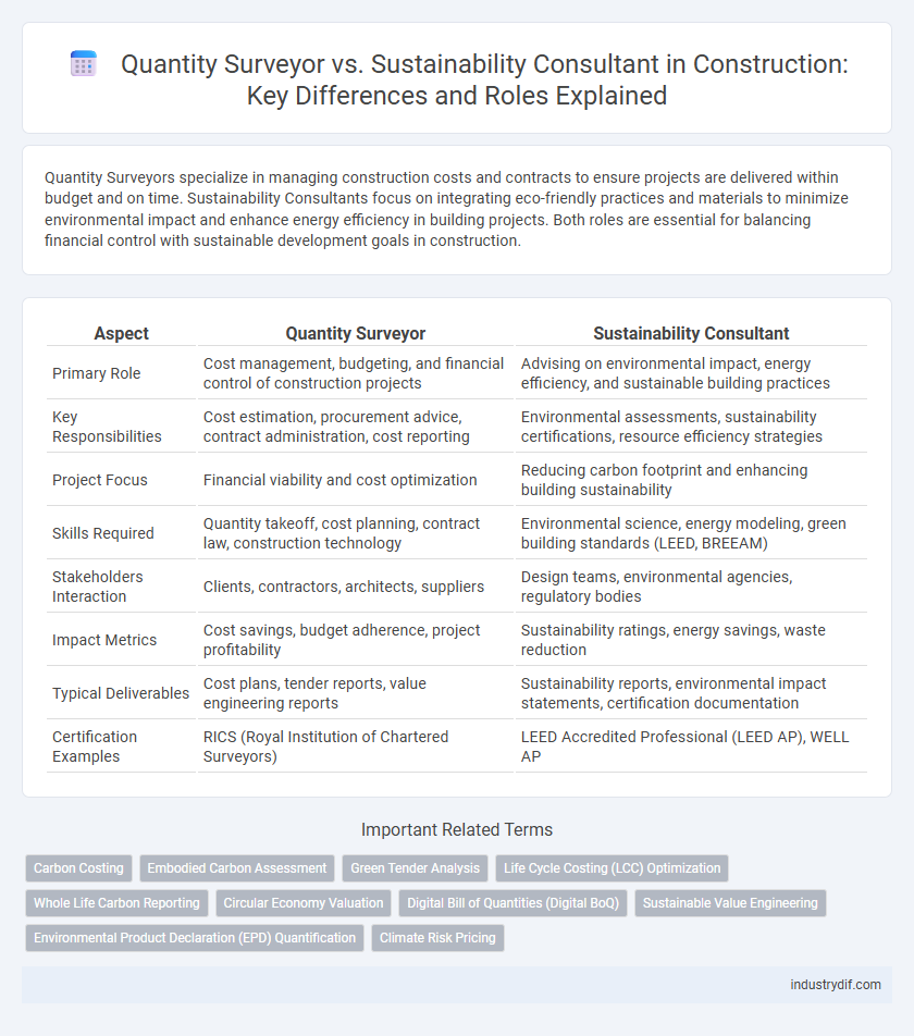 Quantity Surveyor vs. Sustainability Consultant in Construction: Key Differences and Roles Explained