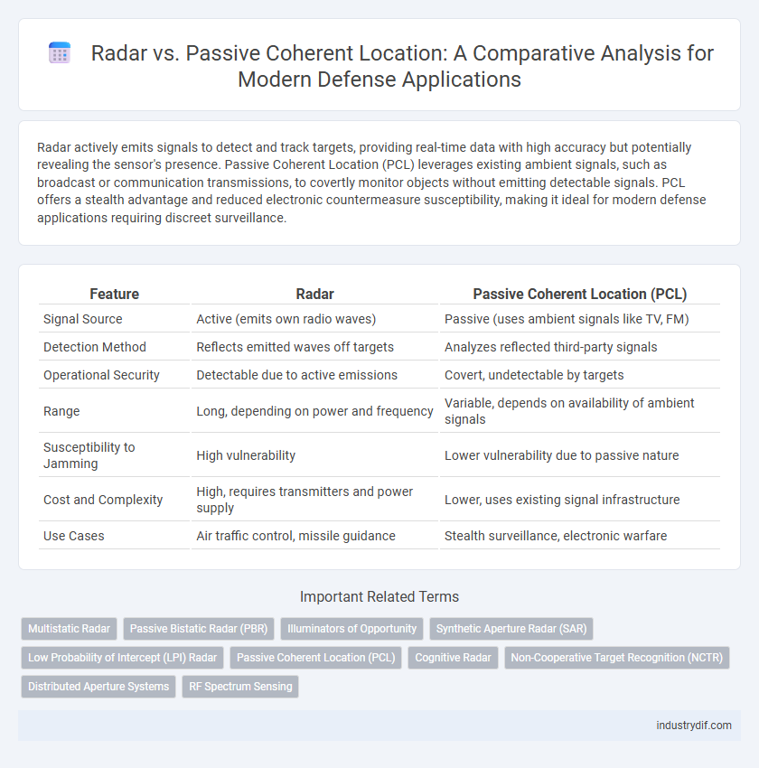 Radar vs. Passive Coherent Location: A Comparative Analysis for Modern Defense Applications