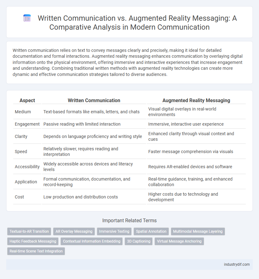 Written Communication vs. Augmented Reality Messaging: A Comparative Analysis in Modern Communication